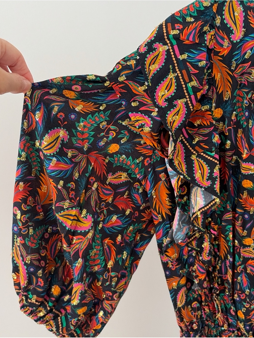 Farm Rio Bohemian Floral Ruffle Jumpsuit - Multicolor with gold details - Picture 5 of 7